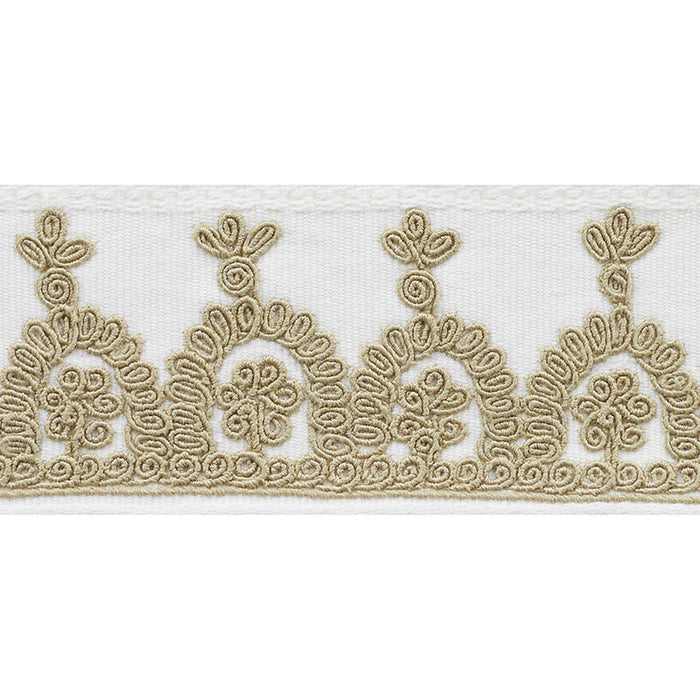 Schumacher Noelia Embroidered Tape Ivory Trim Sample 74150