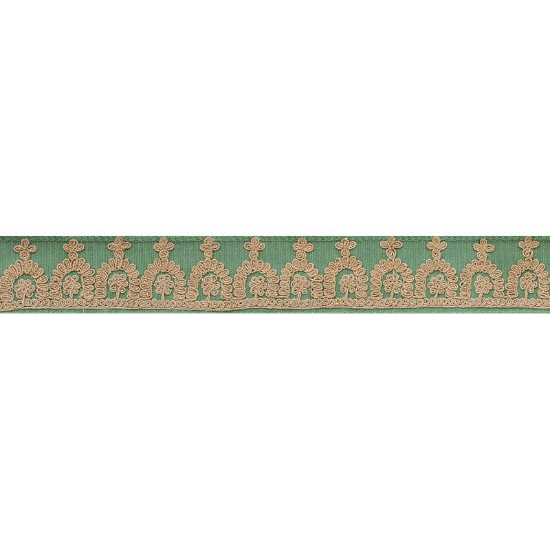 Schumacher Noelia Embroidered Tape Jade Trim 74151