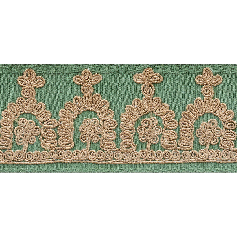 Schumacher Noelia Embroidered Tape Jade Trim 74151