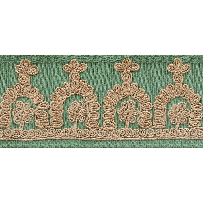 Schumacher Noelia Embroidered Tape Jade Trim Sample 74151