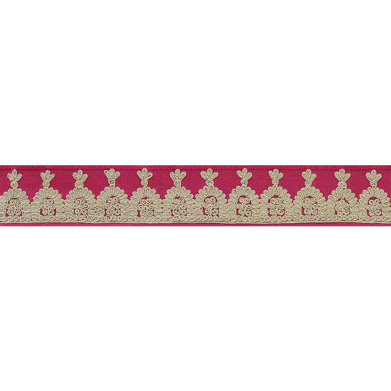 Schumacher Noelia Embroidered Tape Garnet Trim 74152