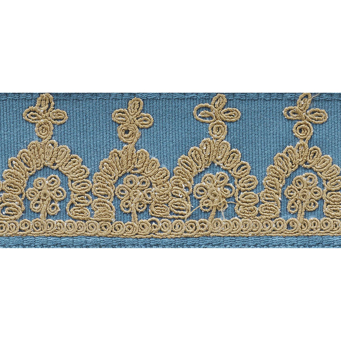 Schumacher Noelia Embroidered Tape Cadet Trim Sample 74153