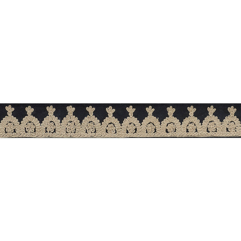 Schumacher Noelia Embroidered Tape Onyx Trim Sample 74154