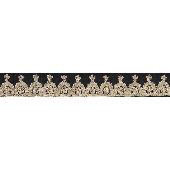 Schumacher Noelia Embroidered Tape Onyx Trim Sample 74154