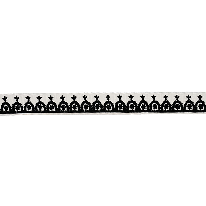 Schumacher Noelia Embroidered Tape Black On Ivory Trim 74155