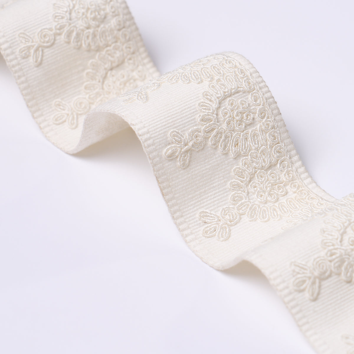 Schumacher Noelia Embroidered Tape White Trim 74158