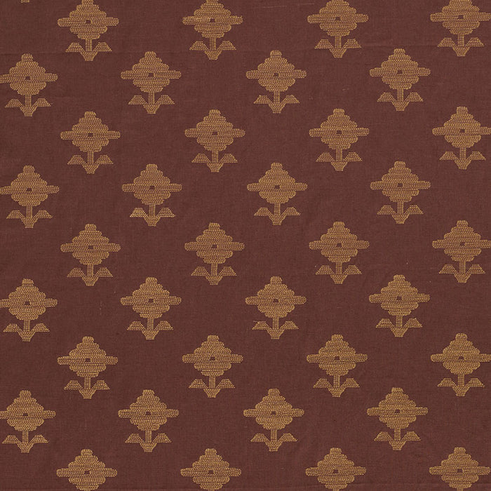 Schumacher Rubia Embroidery Umber Fabric Sample 74162