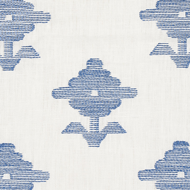 Schumacher Rubia Embroidery Blue Fabric 74163