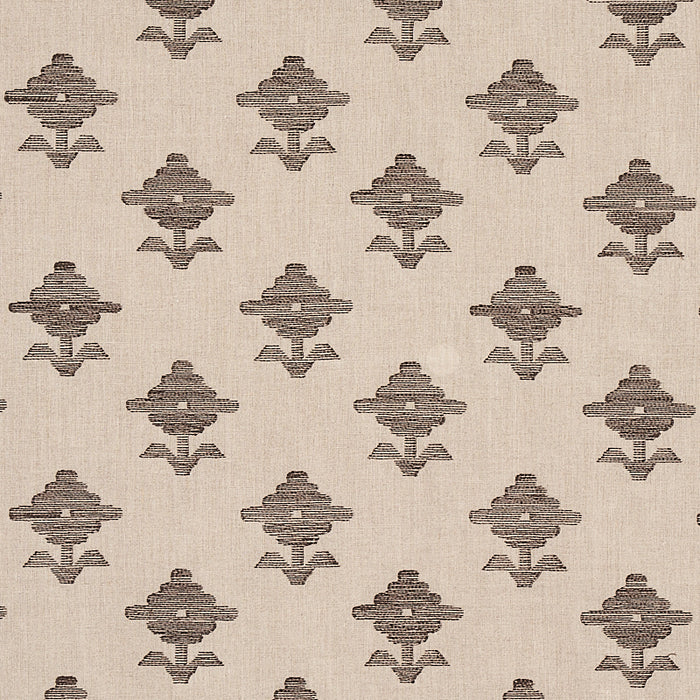 Schumacher Rubia Embroidery Brown Fabric 74165