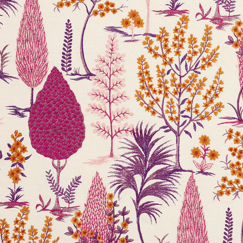 Schumacher Pandora Embroidery Aubergine Fabric 74171