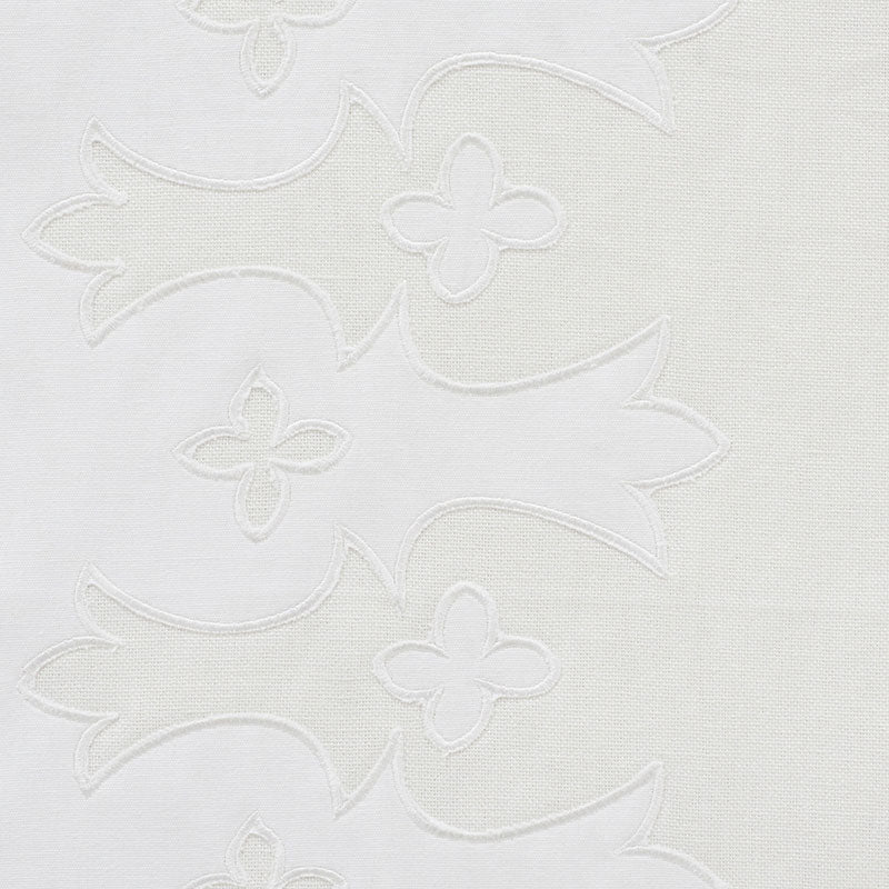 Schumacher Bergama Applique White & Ivory Fabric 74180