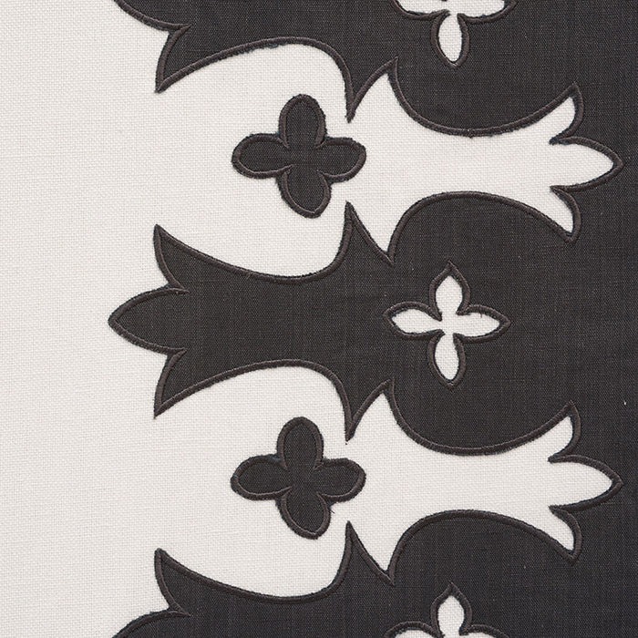 Schumacher Bergama Applique Carbon & Ivory Fabric Sample 74181