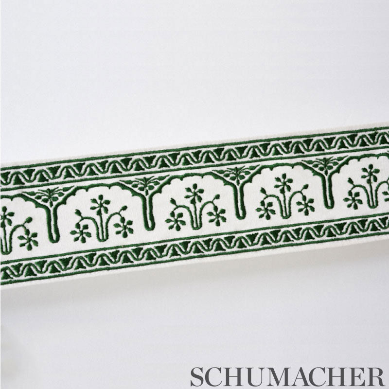 Schumacher Nikola Tape Emerald Trim Sample 74192