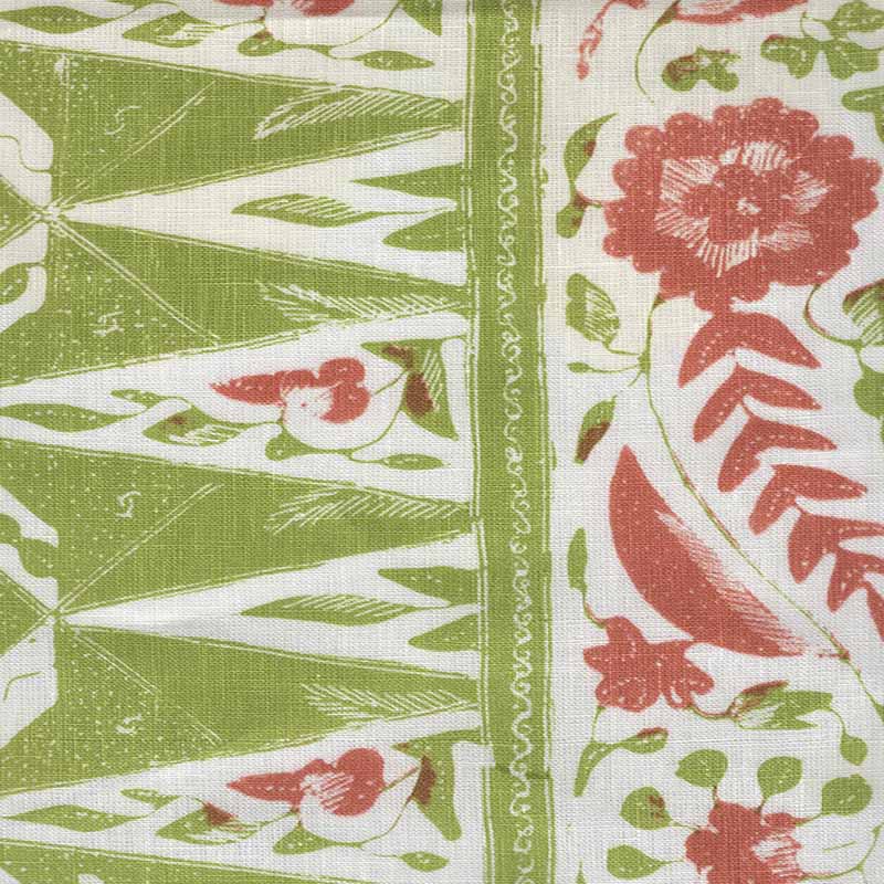 China Seas Biron Batik Jungle Green/salmon Fabric 7420-12