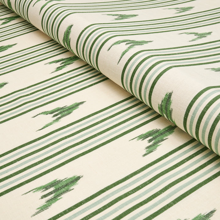 Schumacher Santa Barbara Ikat Leaf Green Fabric 74224