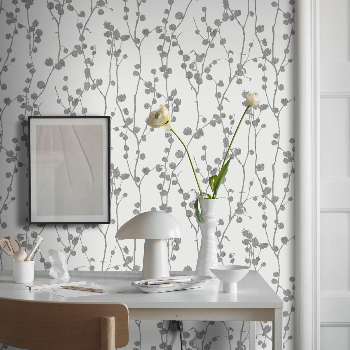 Schumacher Disa Charcoal Wallpaper 7425