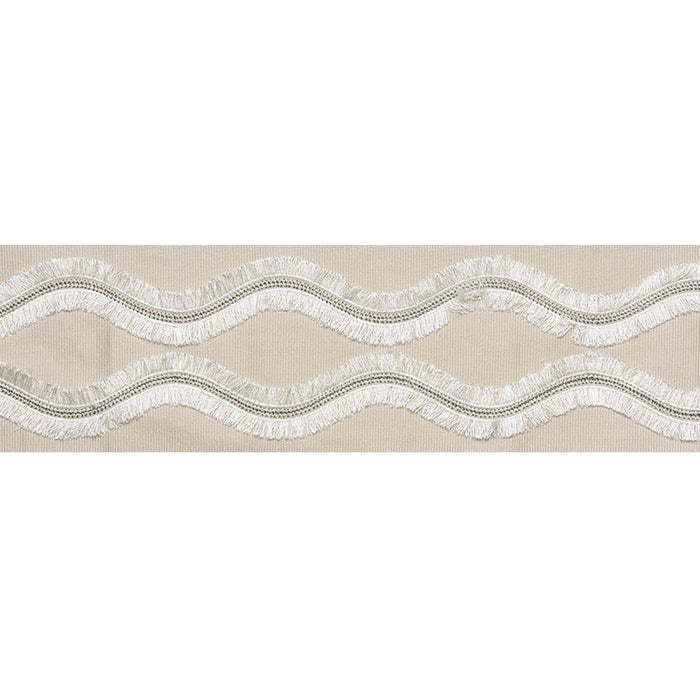 Schumacher Ogee Embroidered Tape Neutral Trim Sample 74330