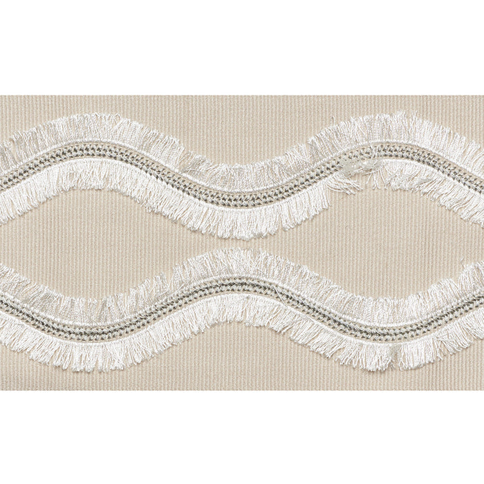 Schumacher Ogee Embroidered Tape Neutral Trim Sample 74330