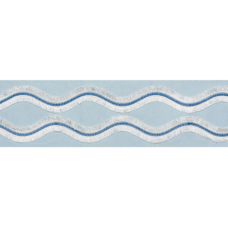 Schumacher Ogee Embroidered Tape Sky Trim 74332