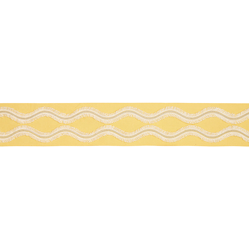 Schumacher Ogee Embroidered Tape Yellow Trim Sample 74333