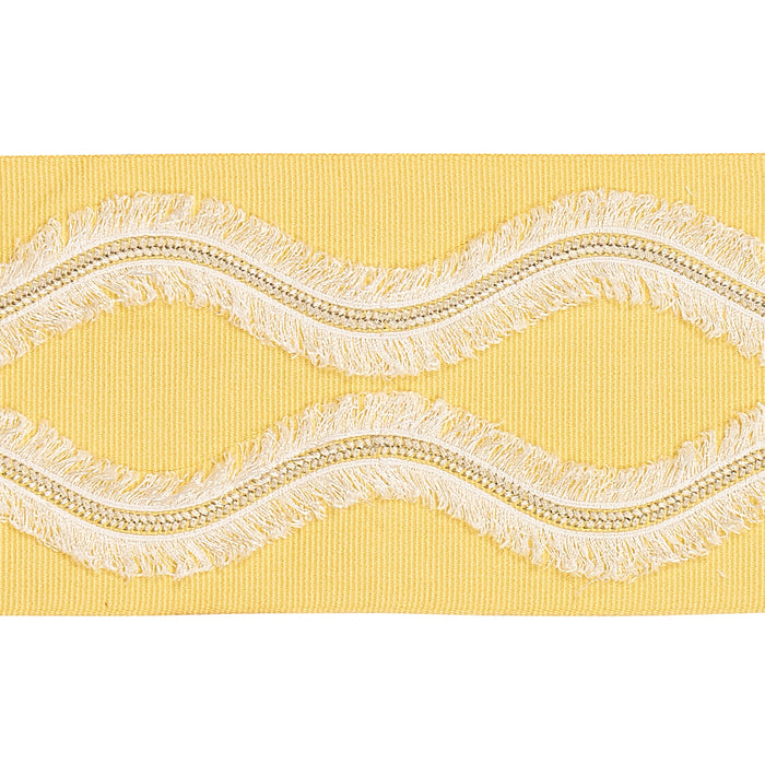 Schumacher Ogee Embroidered Tape Yellow Trim Sample 74333