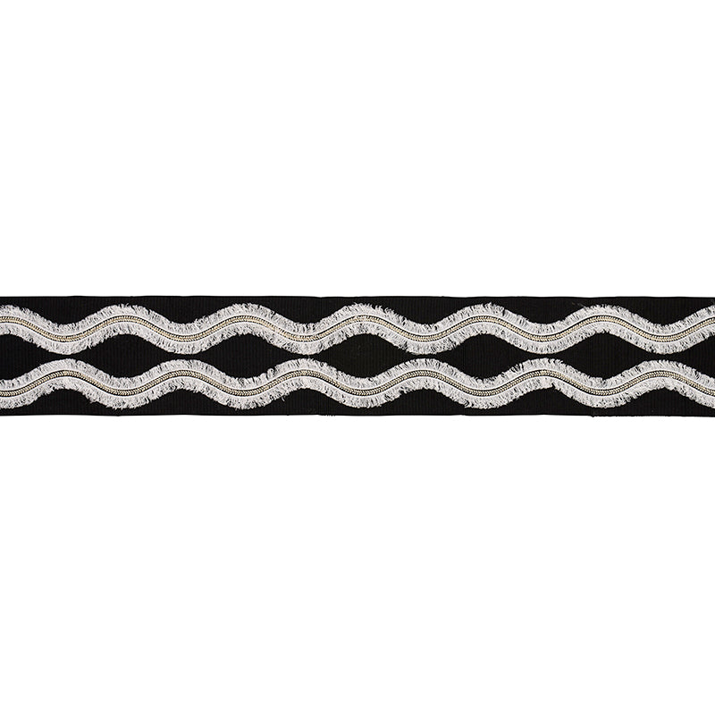 Schumacher Ogee Embroidered Tape Black Trim 74334