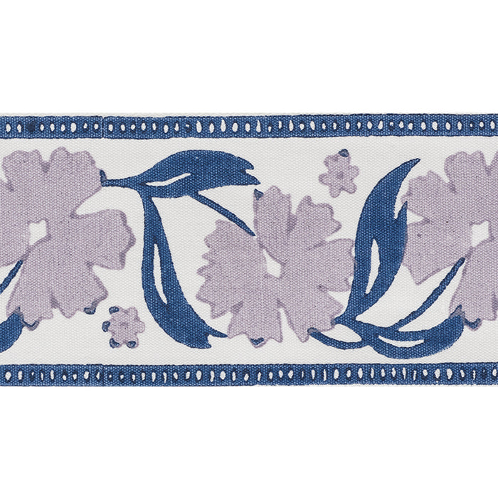 Schumacher Adra Hand Blocked Tape Lilac & Blue Trim 74401