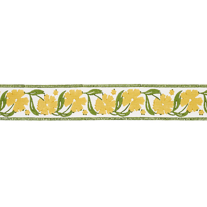 Schumacher Adra Hand Blocked Tape Yellow & Green Trim 74404