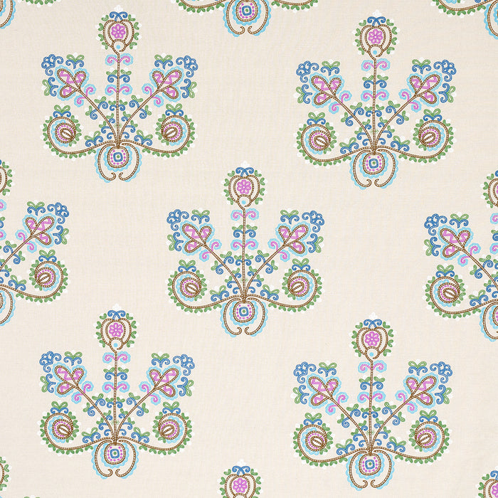 Schumacher Estrella Embroidery Jewel Fabric Sample 74453