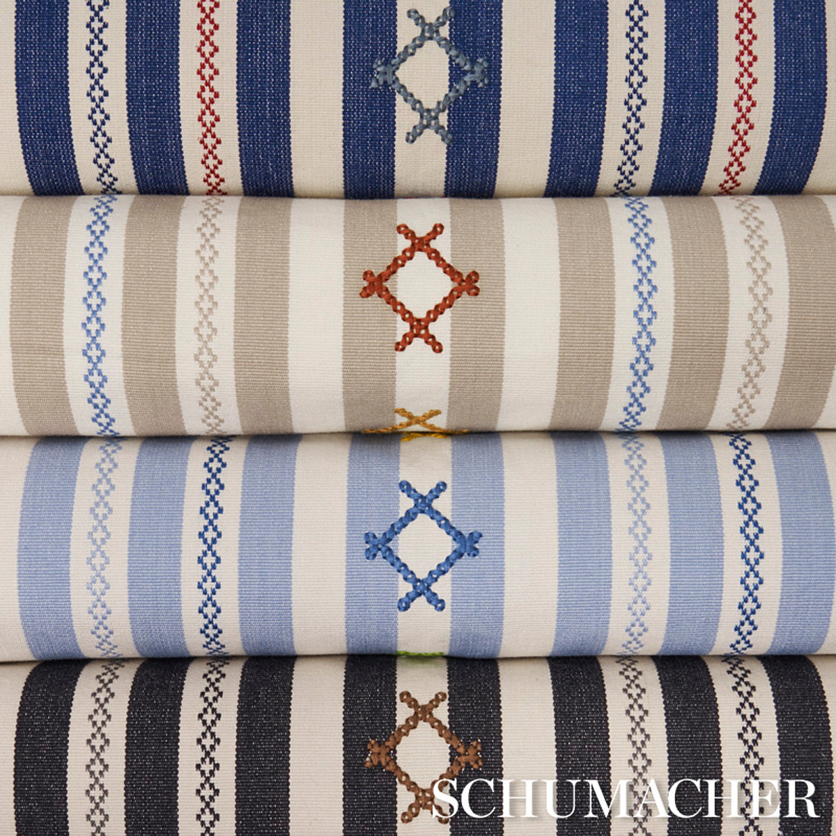 Schumacher Rhodes Stripe Navy Fabric Sample 74460