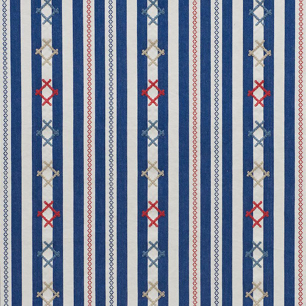 Schumacher Rhodes Stripe Navy Fabric 74460