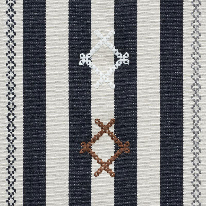 Schumacher Rhodes Stripe Black Fabric 74461