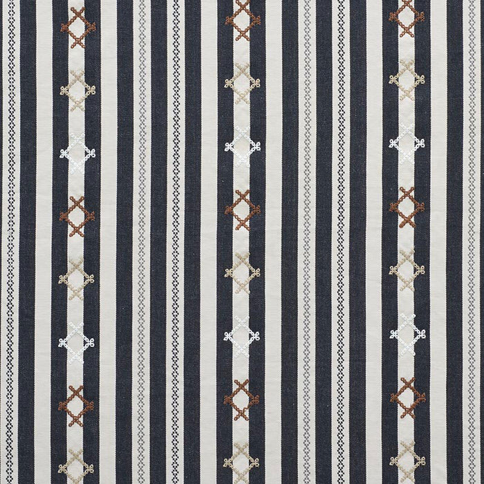 Schumacher Rhodes Stripe Black Fabric 74461