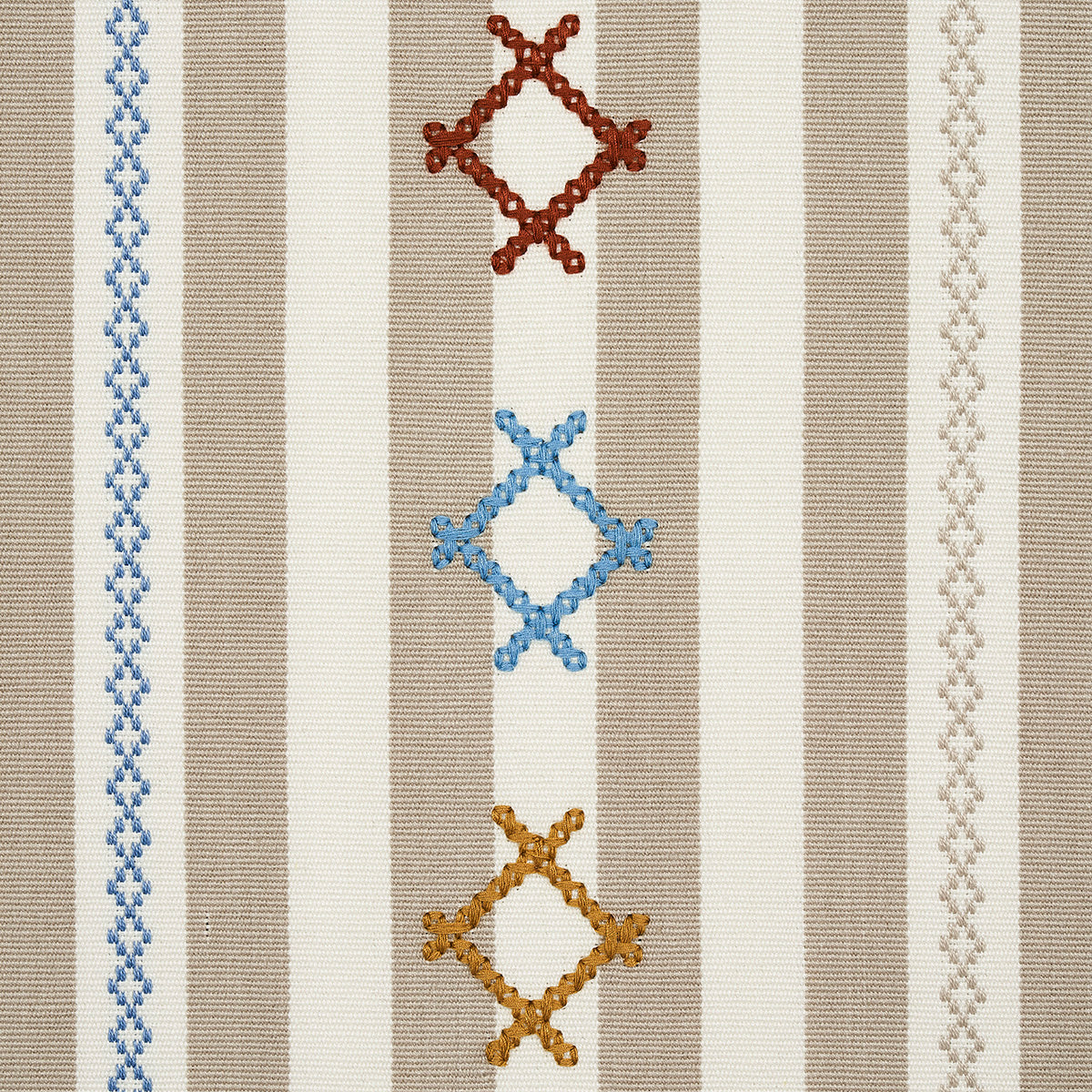 Schumacher Rhodes Stripe Neutral Fabric Sample 74463