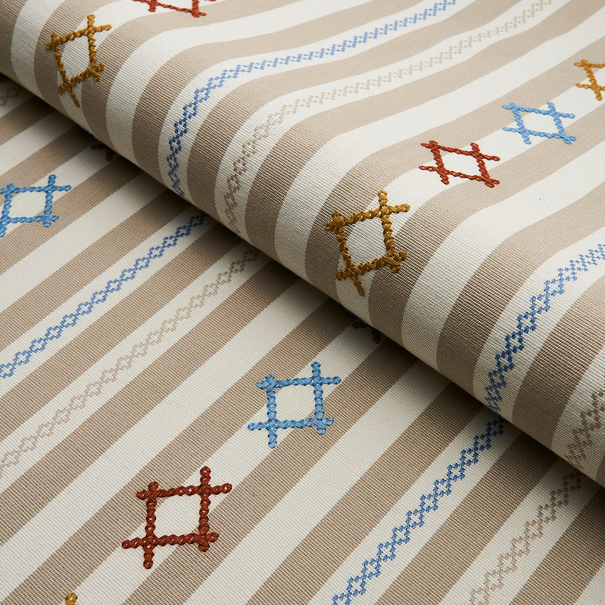 Schumacher Rhodes Stripe Neutral Fabric 74463