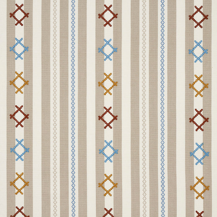 Schumacher Rhodes Stripe Neutral Fabric Sample 74463