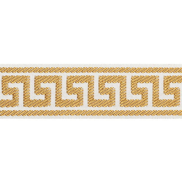 Schumacher Etienne Silk Greek Key Narrow Gold Trim Sample 74683