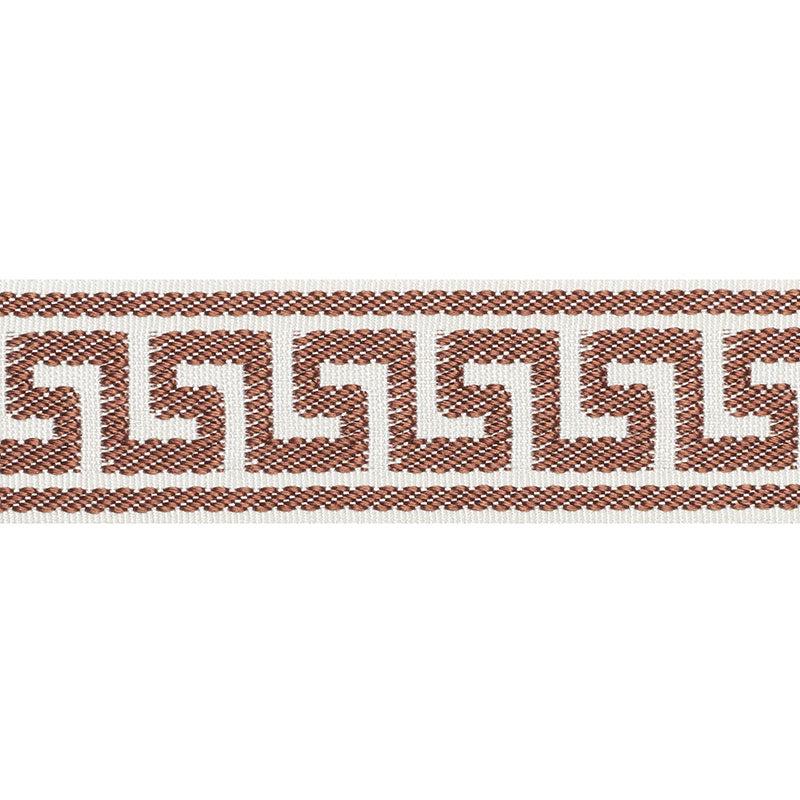 Schumacher Etienne Silk Greek Key Narrow Brown Trim 74684