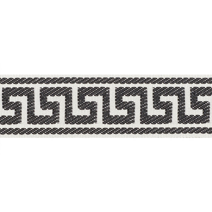 Schumacher Etienne Silk Greek Key Narrow Black Trim Sample 74685