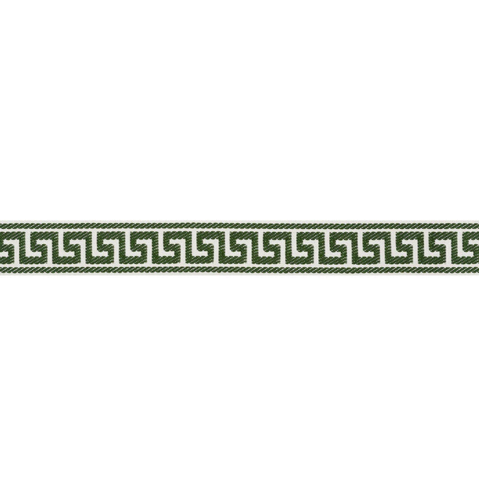 Schumacher Etienne Silk Greek Key Narrow Emerald Trim Sample 74687