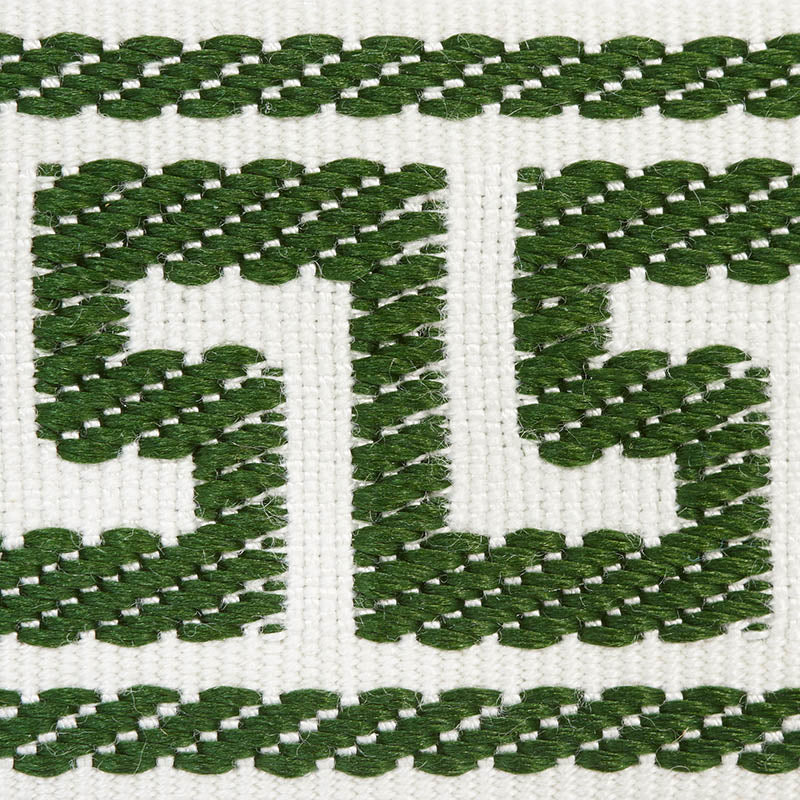 Schumacher Etienne Silk Greek Key Narrow Emerald Trim 74687