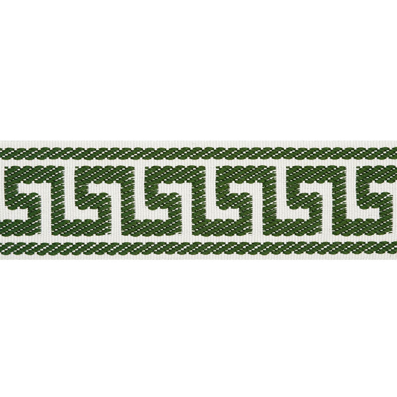 Schumacher Etienne Silk Greek Key Narrow Emerald Trim 74687