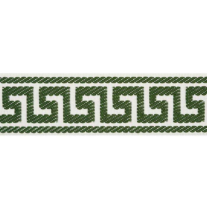 Schumacher Etienne Silk Greek Key Narrow Emerald Trim 74687