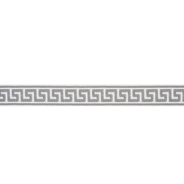 Schumacher Etienne Silk Greek Key Narrow Grey Trim Sample 74688