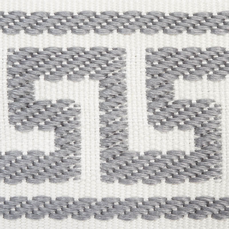 Schumacher Etienne Silk Greek Key Narrow Grey Trim Sample 74688