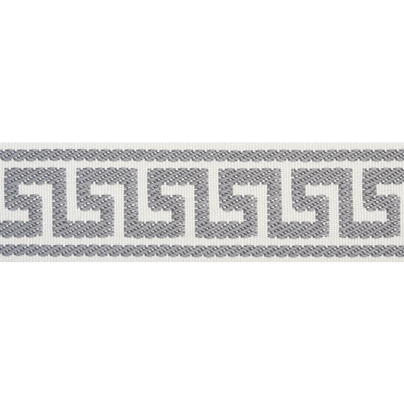 Schumacher Etienne Silk Greek Key Narrow Grey Trim 74688