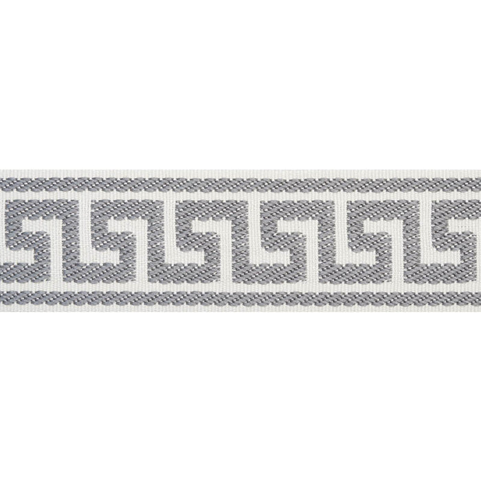 Schumacher Etienne Silk Greek Key Narrow Grey Trim Sample 74688