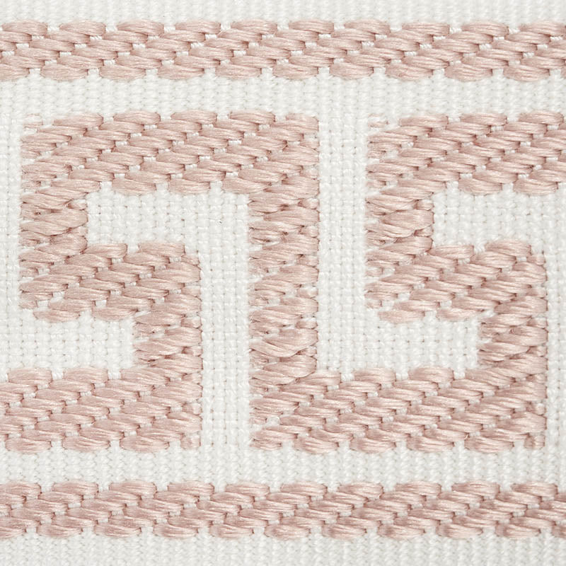 Schumacher Etienne Silk Greek Key Narrow Blush Trim 74689