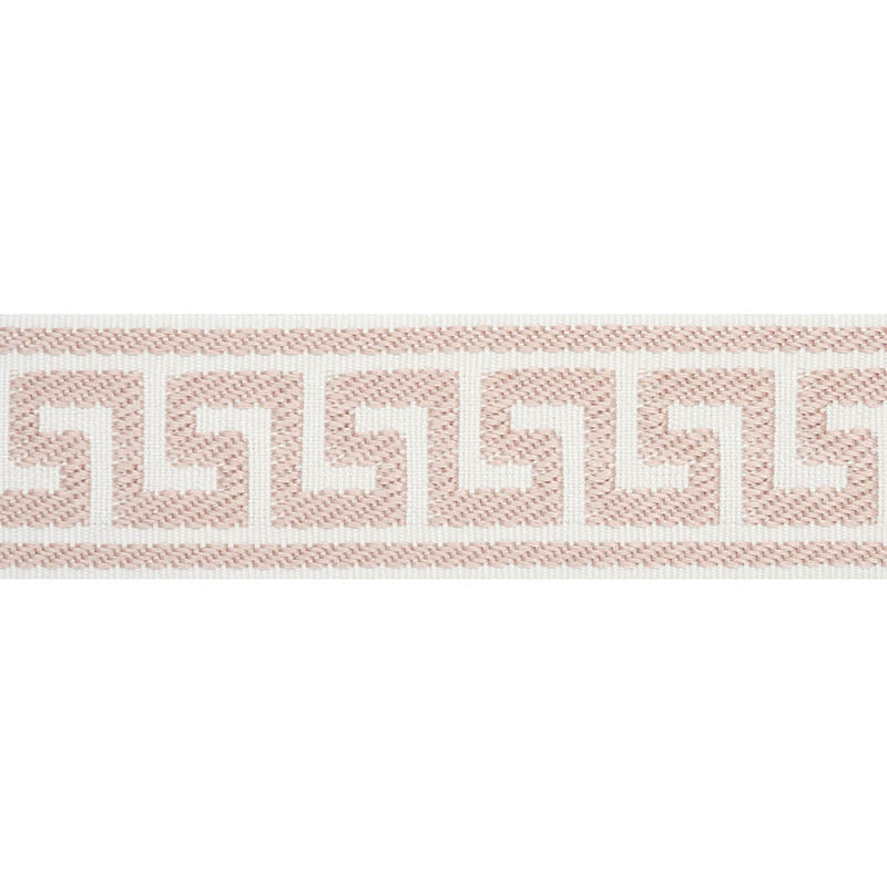 Schumacher Etienne Silk Greek Key Narrow Blush Trim 74689