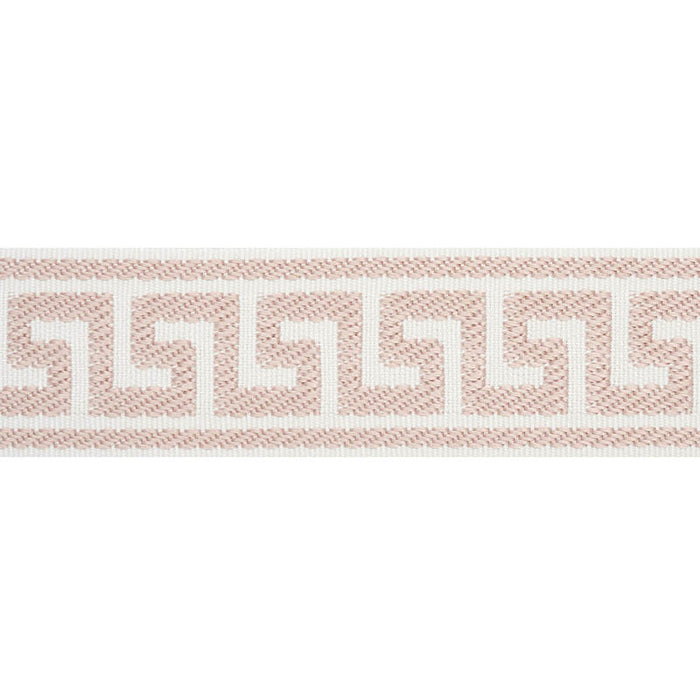 Schumacher Etienne Silk Greek Key Narrow Blush Trim Sample 74689